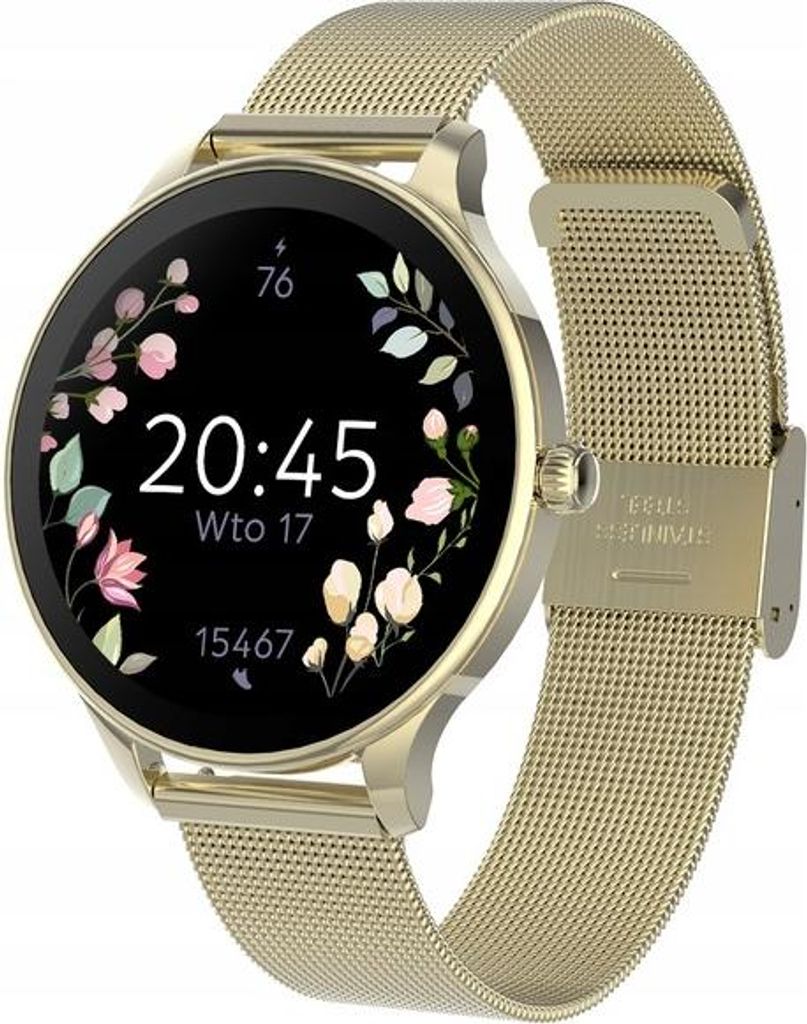 Forever smartwatch SB-306 gold, Smartwatch für Damen, 1,19", IP67, Wasserdicht, Pulsmesser, Schrittzähler, Aktivitätstracker, Fitness Tracker