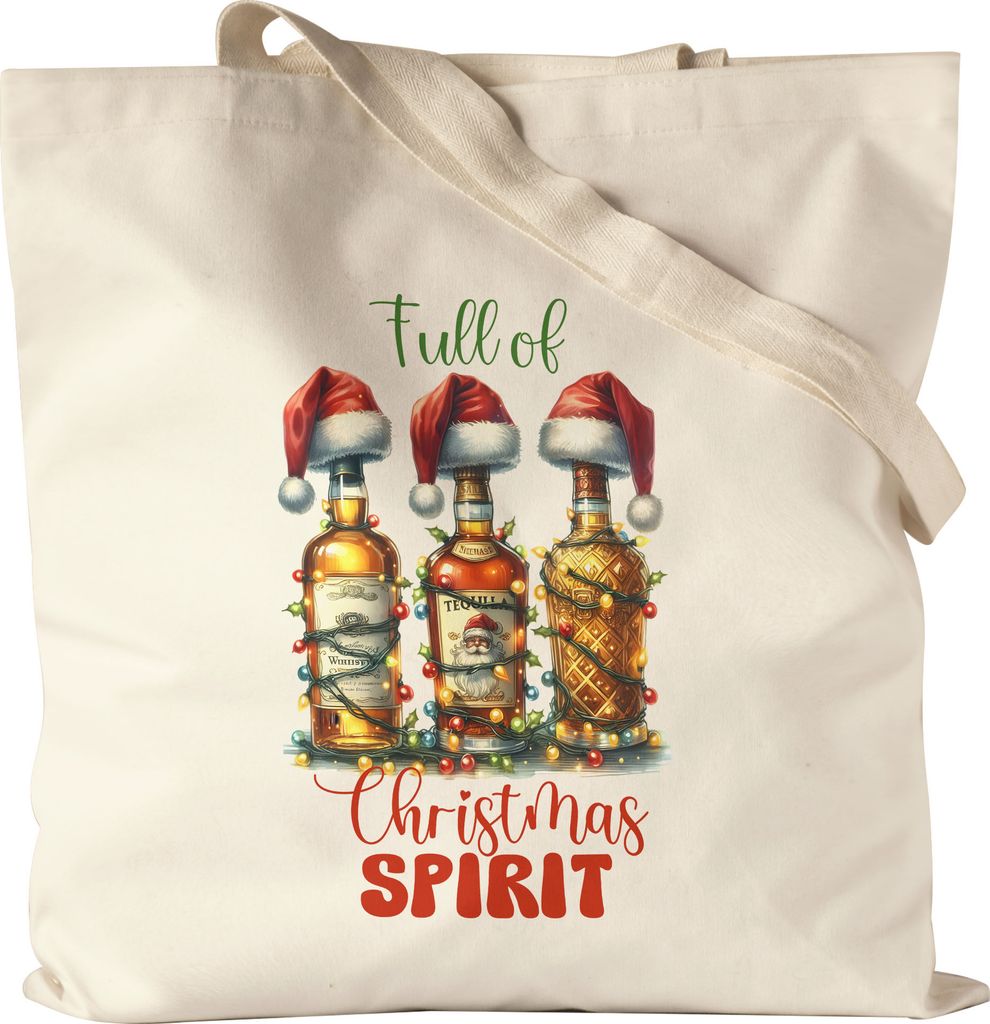 Full of Christmas Spirit Jutebeutel Alkohol Weihnachten Party Geschenkidee Weihnachtsfeier