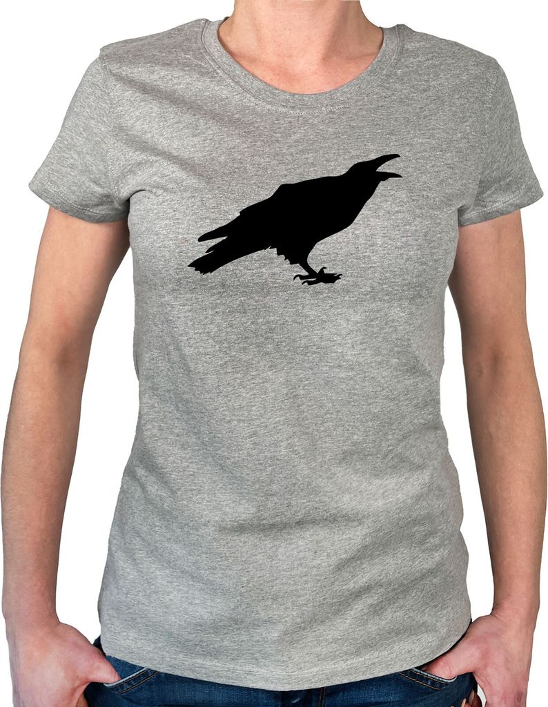 Huuraa Damen T-Shirt Rabe Silhouette XL Sport Grey Bio Baumwolle Fairtrade Damenshirt Geschenkidee