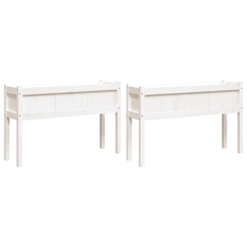 vidaXL Pflanzkübel 2 Stk. mit Beinen Weiß Massivholz Kiefer Produktbild 