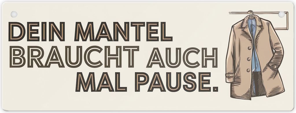 Dein Mantel braucht auch mal Pause. Metallschild L in 10,5x28cm XL Hol