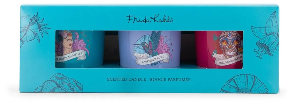 Bougies parfumées Frida Kahlo 3 x 70 g aux essences naturelles et rares