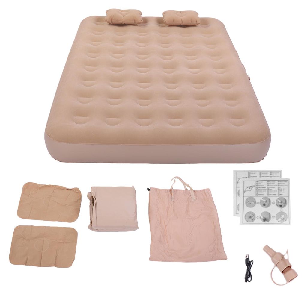 Selbstaufblasbare Doppelmatratze mit integrierter Pumpe, weiches, beflocktes Komfortbett, tragbares Luftbett für Camping, Reisen und Gäste – se...