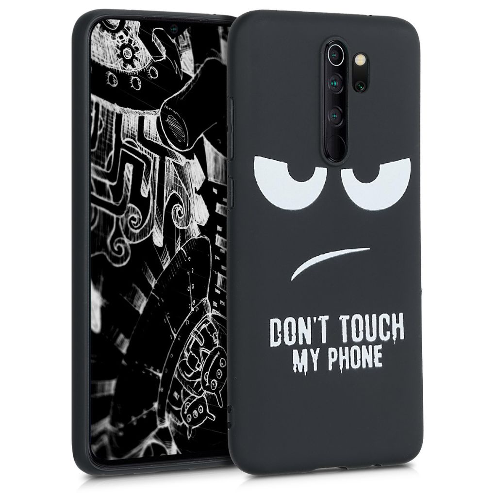 kwmobile Hülle kompatibel mit Xiaomi Redmi Note 8 Pro - Handyhülle Silikon Case - Don't touch my Phone Weiß Schwarz