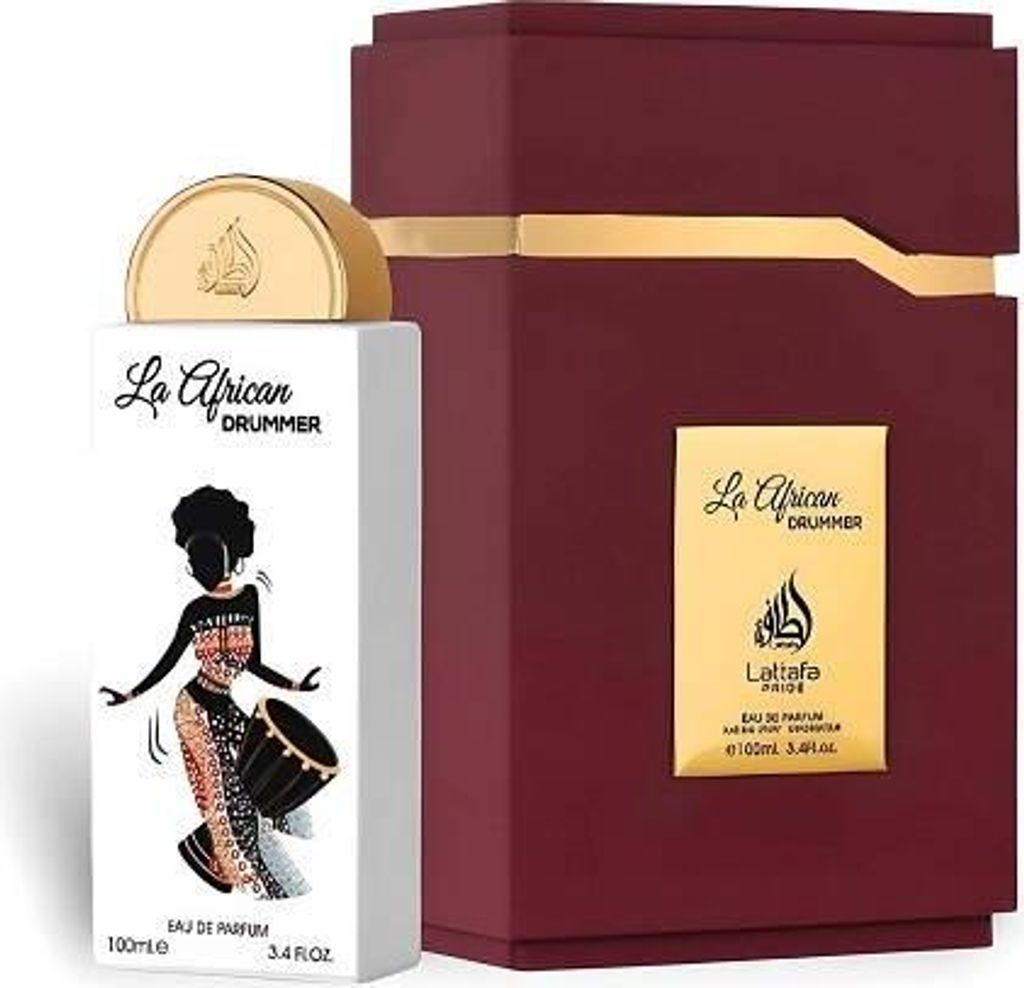 A perfume bottle and its box are displayed against a white background.