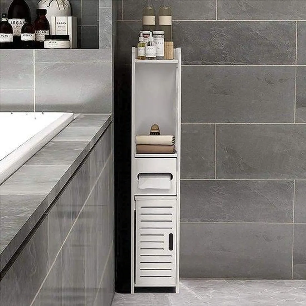Tablette murale de salle de bain bois blanc 80cm - Rangement Élégant
