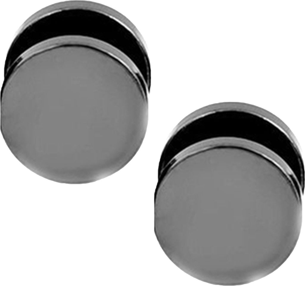 Männer Cool Punk Runde Schwarz Edelstahl Ohrstecker Piercing Ohrringe 3mm - 14mm-Schwarz,14mm
