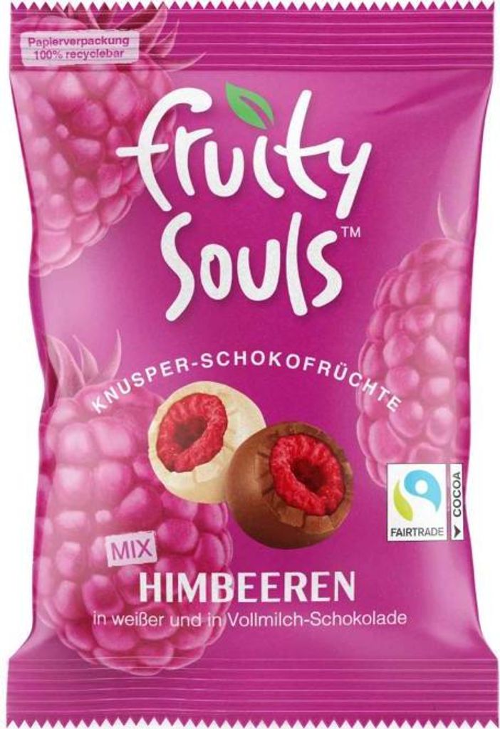 FruitySouls Knusper-Schokofrüchte Himbeeren Mix 80g Produktbild 