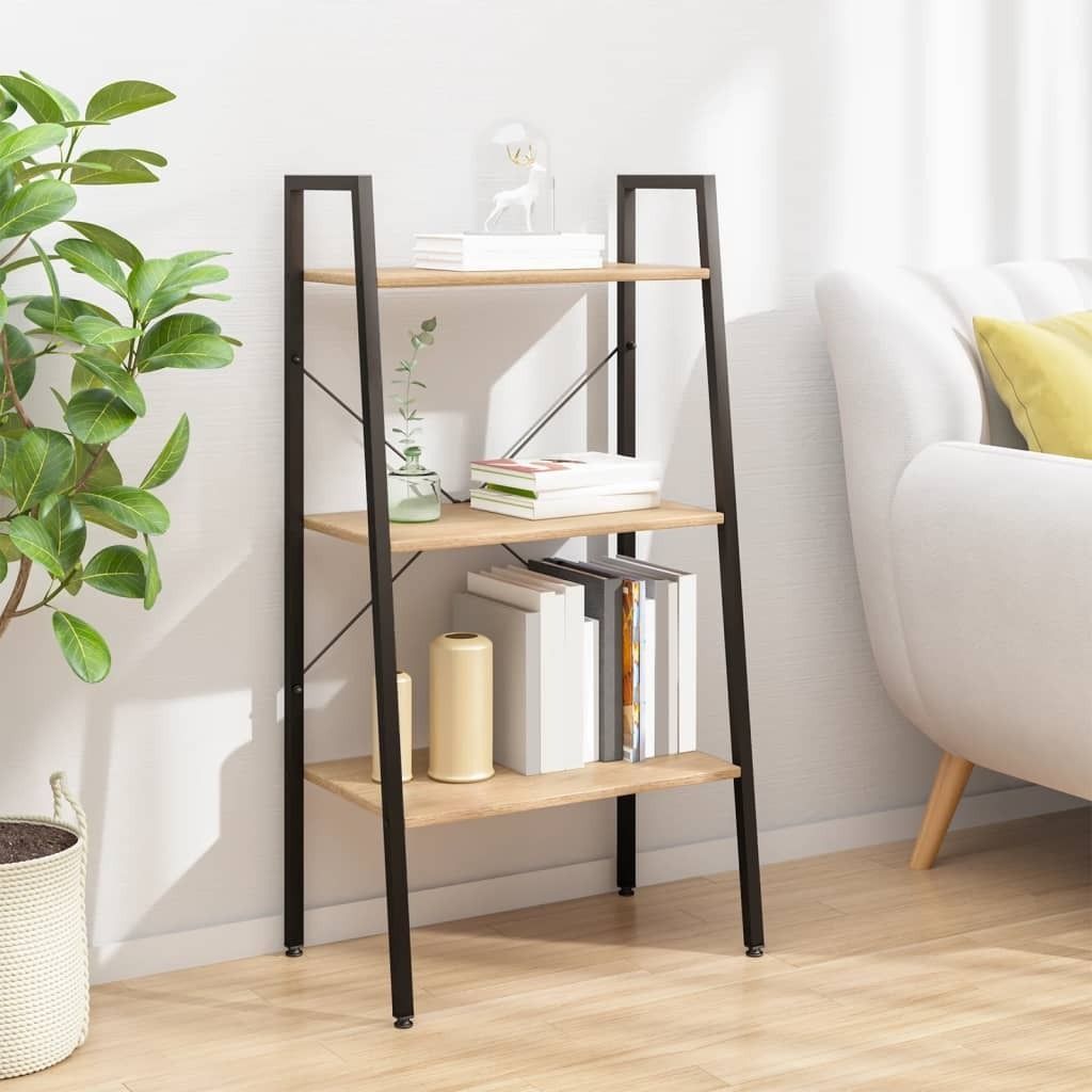 Maison Exclusive - Standregal 3 Böden Hellbraun und Schwarz 56x35x108 cm