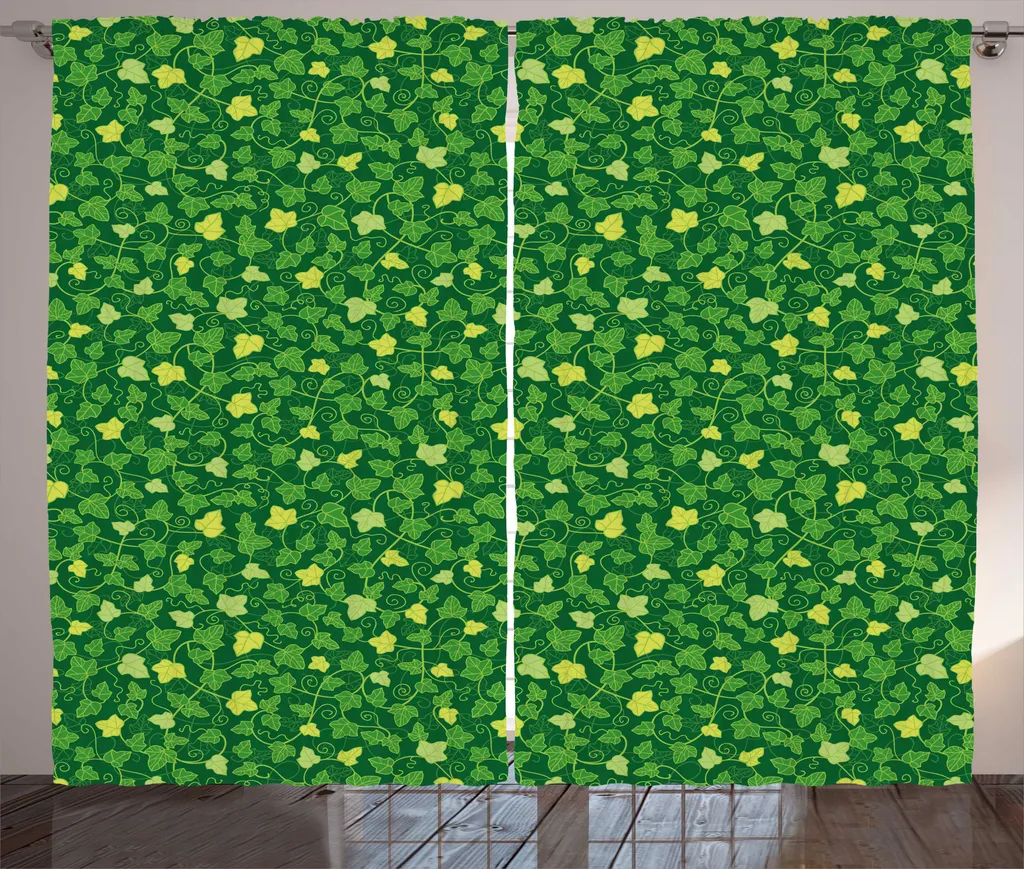 ABAKUHAUS Rideau Rustique Vert Avocat à Fronces 280x225 cm Motif Plantes