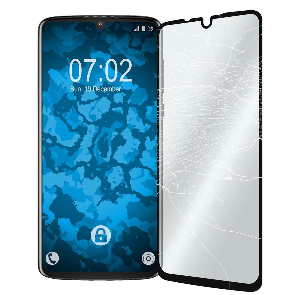 2er-Pack PhoneNatic Glas-Folie klar full-screen schwarz kompatibel mit Lenovo Moto Z4 - Panzerglas für Moto Z4
