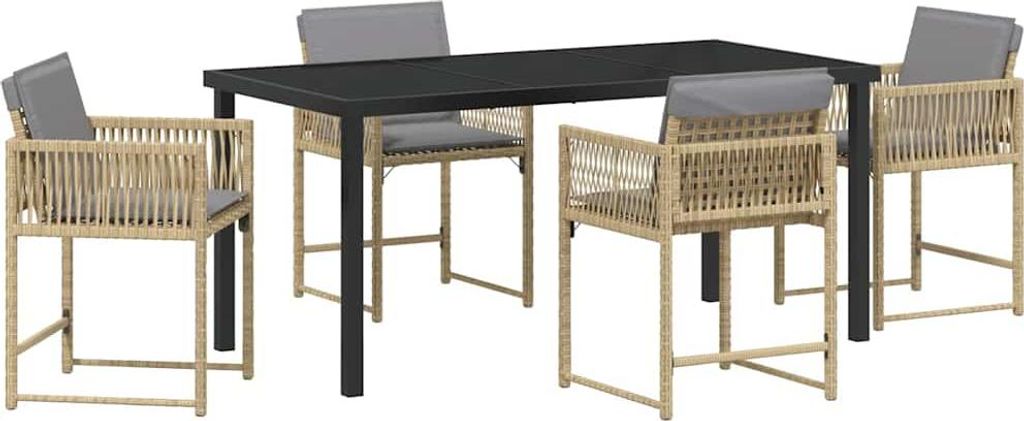 Garten Essgruppe 5 pcs Beige Poly-Rattan