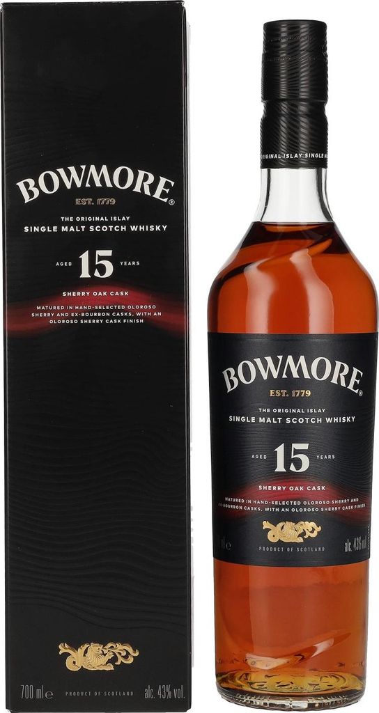 Bowmore 15 Years Sherry Oak + Box 700ml 43 % Vol.
