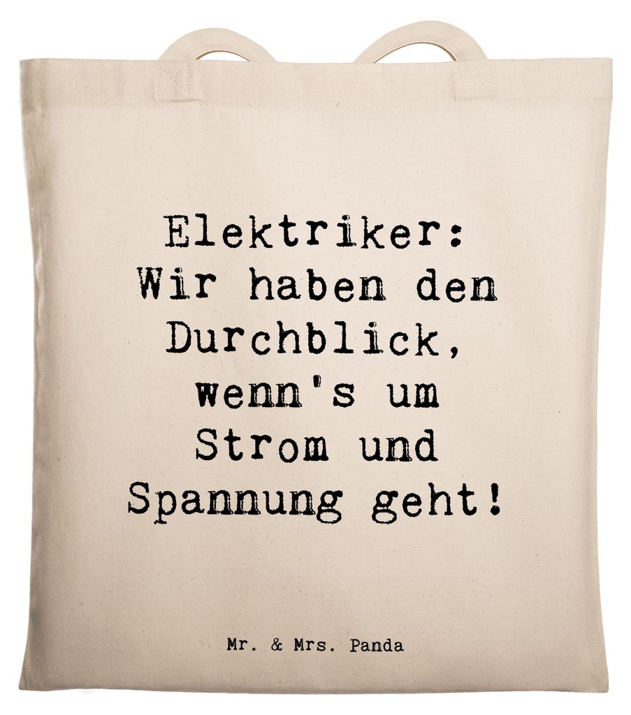 Mr. & Mrs. Panda Einkaufstasche Spruch Elektriker Durchblick - Transparent - Geschenk, Humor, handgefertigte Geschenke, Expertise, Shopping Tasche,...