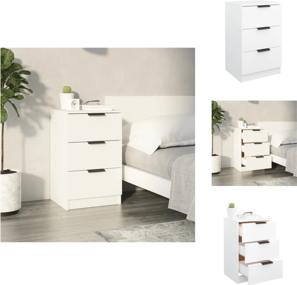 vidaXL Table de nuit blanche en bois 40x36x65 cm avec rangements utiles