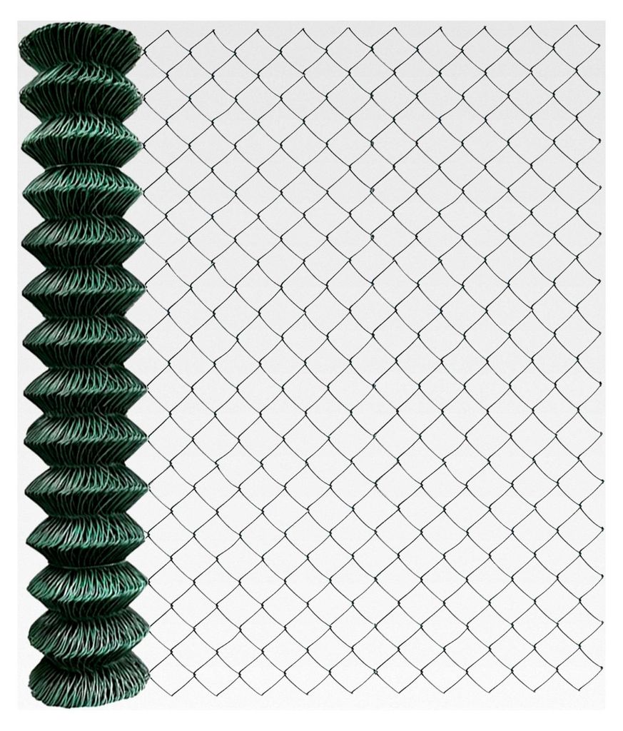 PVC-ummantelter Maschendrahtzaun in grün, Viereckgeflecht, Draht Ø 2,8 mm, Maschenweite 60 x 60 mm, Höhe: 125 cm, Länge: 25 m