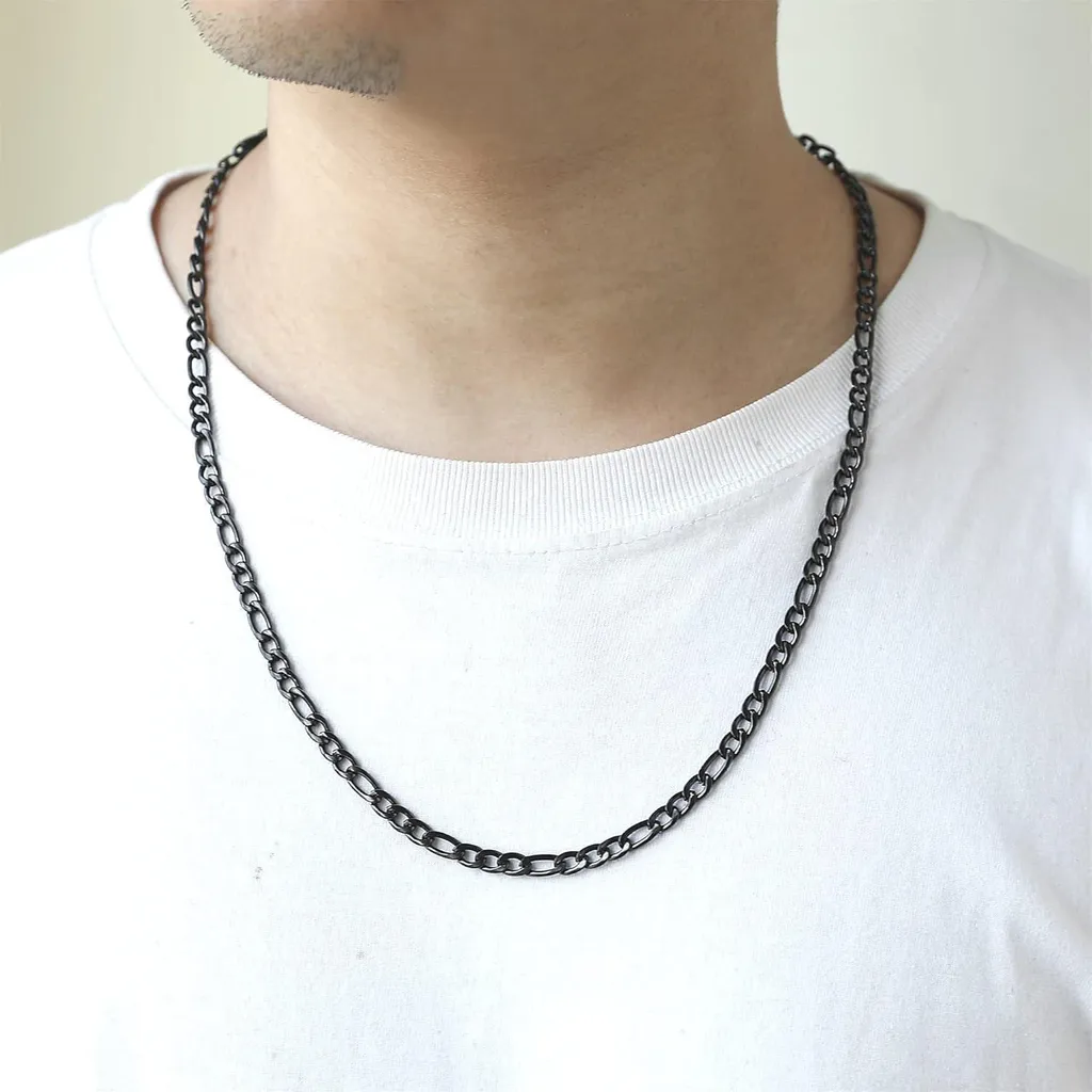 Collana Figaro da uomo in acciaio inossidabile argentato con catena a cordoncino 5 mm 45-90 cm - 2