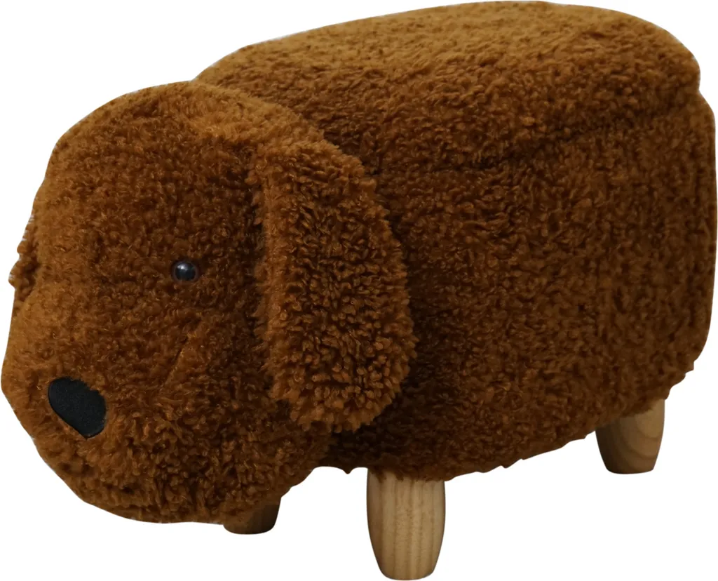 Pouf de Rangement pour Enfant en Forme de Chien Caniche Blanc SVITA