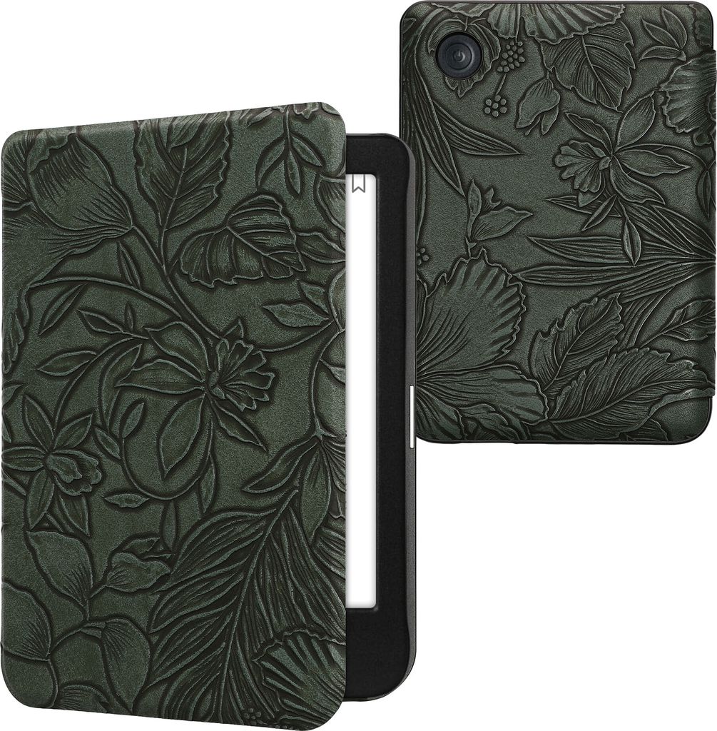 kwmobile Schutzhülle für Kobo Clara BW / Clara Colour / Tolino Shine (5) / Shine Color Hülle - eReader Flip Case mit Auto Sleep Funktion - Blume...