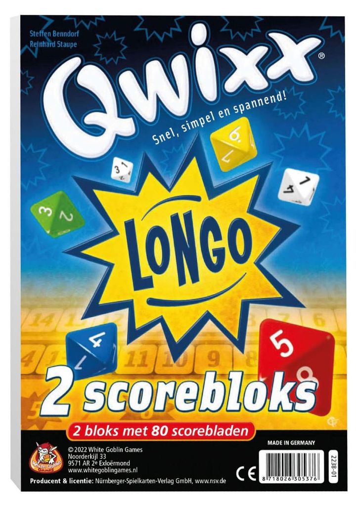 Giochi White Goblin Qwixx Longo Bloks (ScoreBlocks Immagine del prodotto 