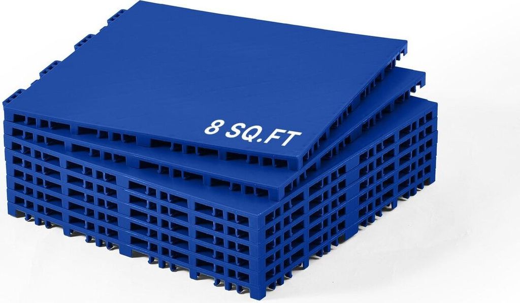 Gym Flooring Set 8 PCS Interlocking PP Puzzle Tiles Blue