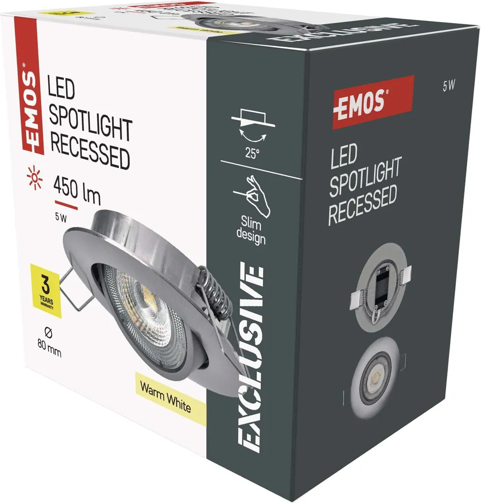 EMOS Faretto LED SIMMI 8 cm, 5 W, bianco caldo, ZD3221