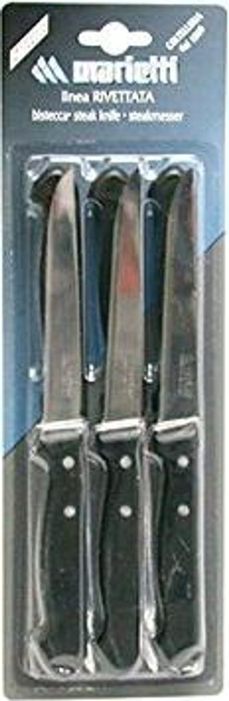 Set mit 6 Steakmessern mit genietetem Griff aus Edelstahl und schwarzem Kunststoff cm 2x1,50x21