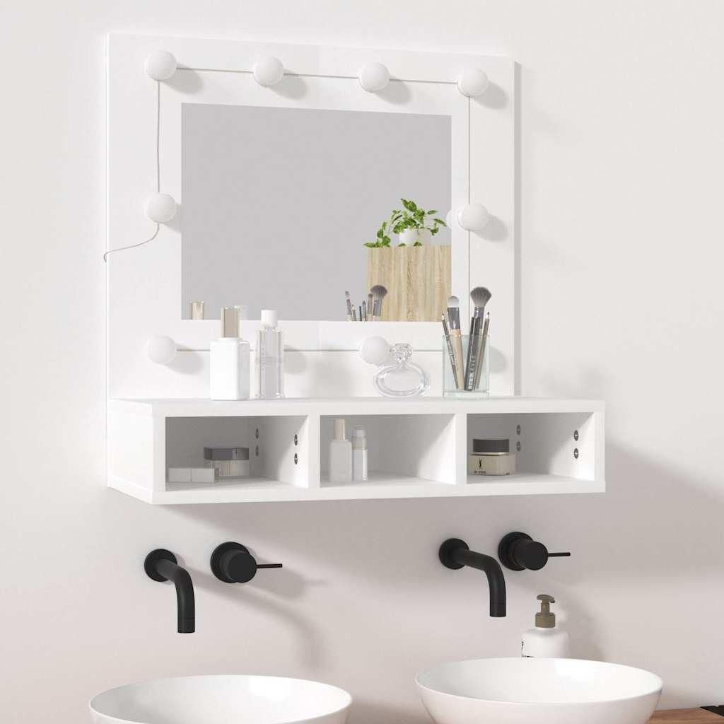 "im Angebot" Spiegelschrank mit LED Weiß 60x31,5x62 cm - Badspiegel CC20841