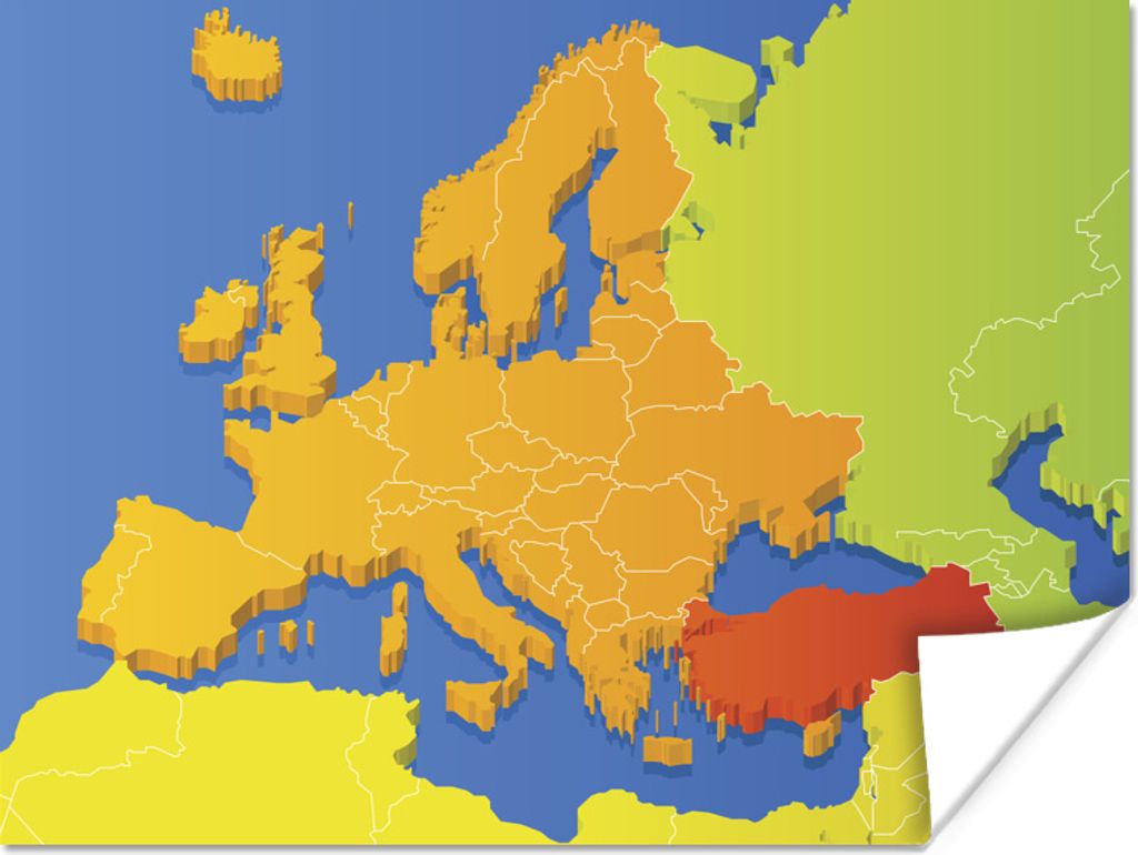 MuchoWow Poster Karten - Europa - Farben 40x30 cm - Plakate für die Wände - Poster Wohnzimmer