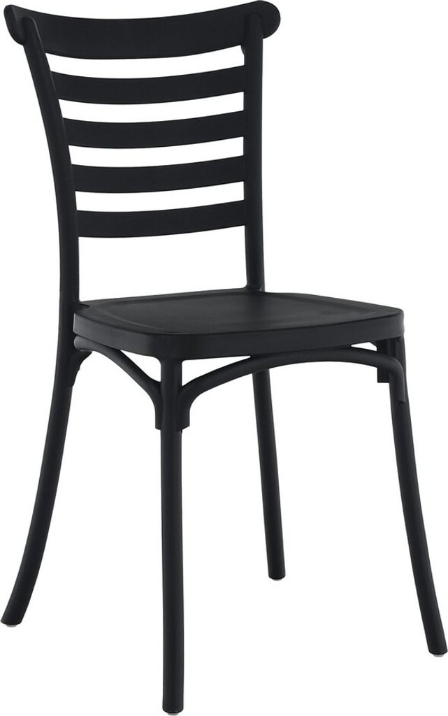 A black chair is shown against a white background.