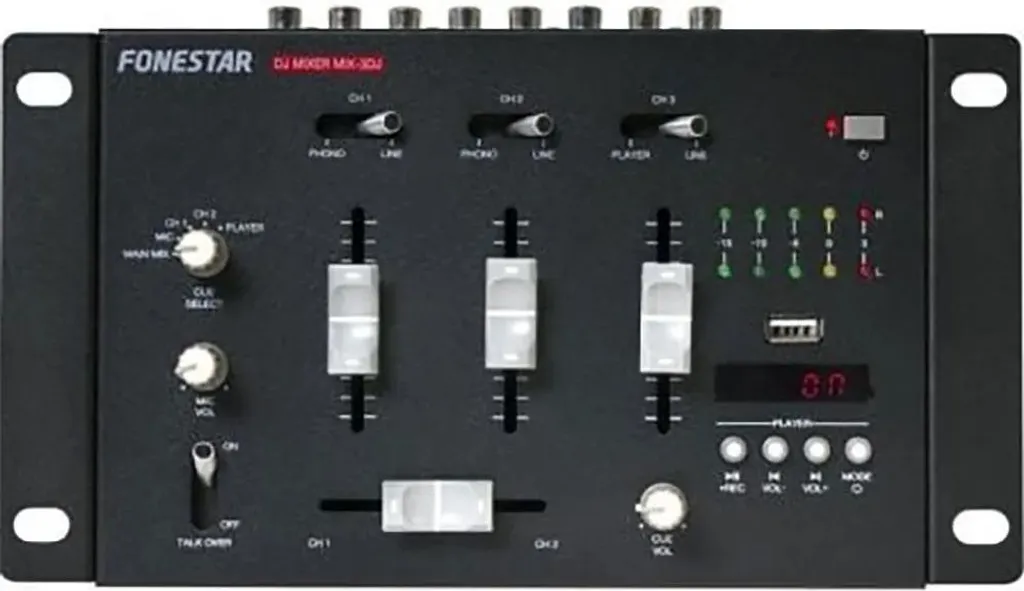 Console de mixage DJ 3 voies Fonestar MIX-3DJ multimédia MP3 et BT