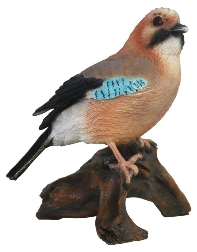 Statue d'oiseau geai sur un tronc - L 13,8 x P 8,9 x H 16,2 Image du produit 