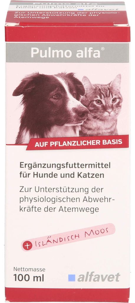 Pulmo alfa Lösung zur Unterstützung der physiologischen Abwehrkräfte der Atemwege für Hunde und Katzen, 100 ml Lösung
