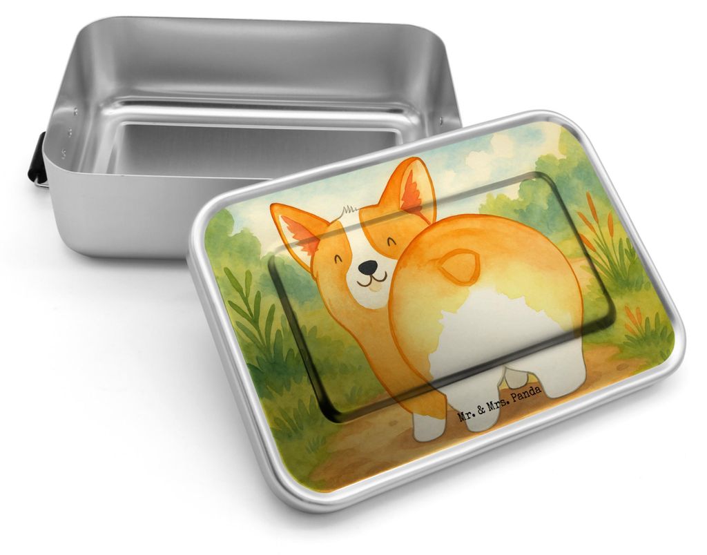 Mr. & Mrs. Panda Butterbrotdose Corgi Po Design - Weiß - Geschenk, Lunchbox, Essensbox, Hund, Motivation, Spruch, Lunchdose, Frühstücksbox, Hund...