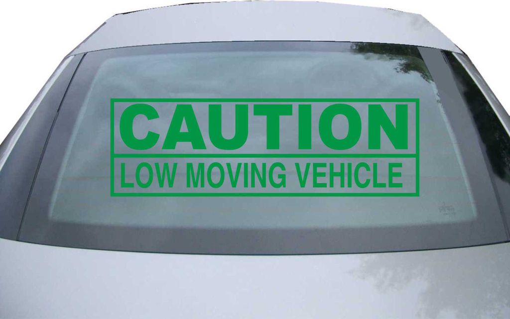 Indigos UG - Aufkleber Heckscheibe & Motorklappe DE6985 - grün - 600x190 mm - Caution! Low Moving Vehicle - Auto Scheiben Fenster Heckklappe Tunin...