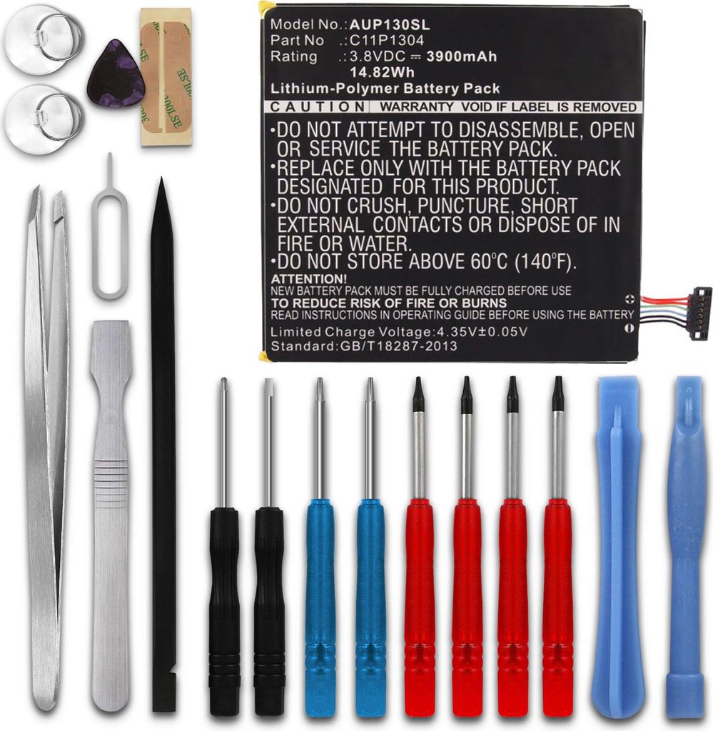 subtel 1x Akku für Tablet Kompatibel mit ASUS MeMO Pad HD 7 ME173X, MeMO Pad 8 ME180A, MeMO Pad 7 ME176C (K013), C11P1304 - (3900mAh, 3.7V) + Werk...