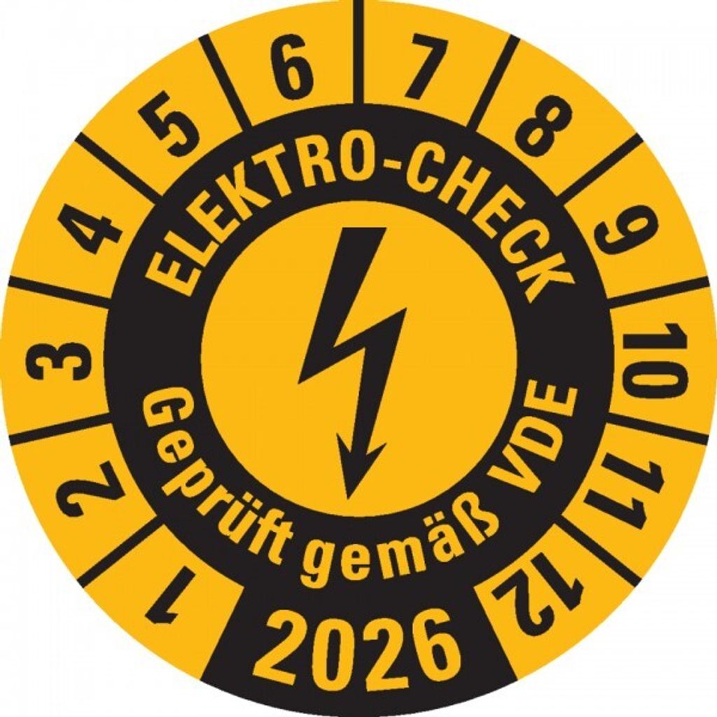Dreifke Prüfplakette ELEKTRO-CHECK .., 2026, gelb, Dokumentenfolie, Ø...