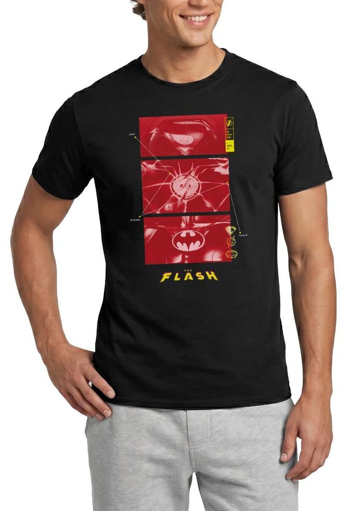 Spreadshirt The Flash Anzüge Supergirl Flash Batman Mit Logos Männer T-Shirt, 4XL, Schwarz