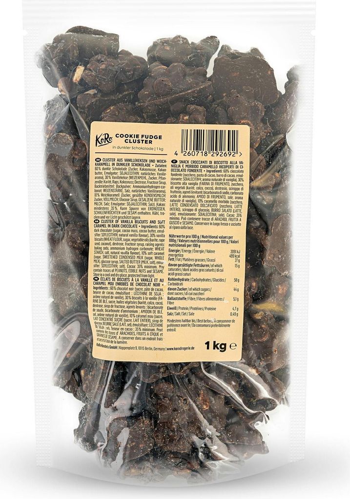 KoRo I Cookie Fudge Cluster in dunkler Schokolade 1 kg