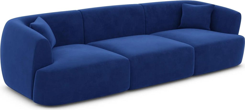Samtstoff 3-Sitzer Couch Elvira Königsblau