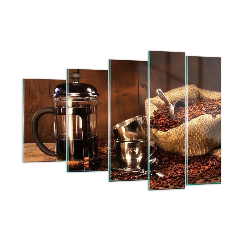 Bilder auf glas - Kaffeebohnen gerösteter Kaffee Tasse - 150x100cm - Glasbilder - Wandbilder - Kunstdruck - Wanddekoration aus Glas - Glas Bilder ...