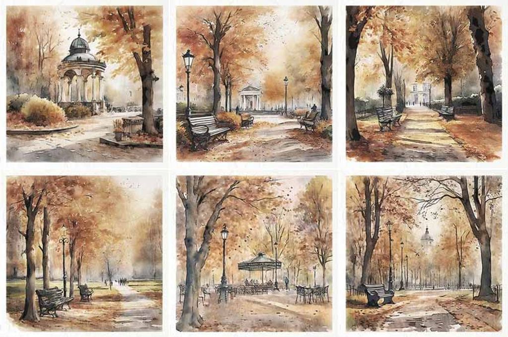 Reispapier-Set - ITD RSM101 Herbstansichten, Herbst, Park