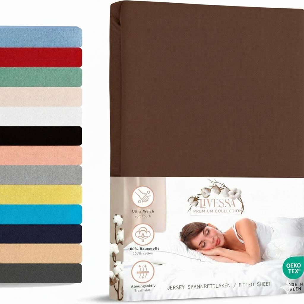 Jersey Spannbettlaken 120x200 cm 100% Baumwolle Schokobraun