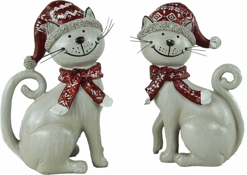 Weihnachtliche Katze Minka 2er Set - Höhe ca. 16 cm