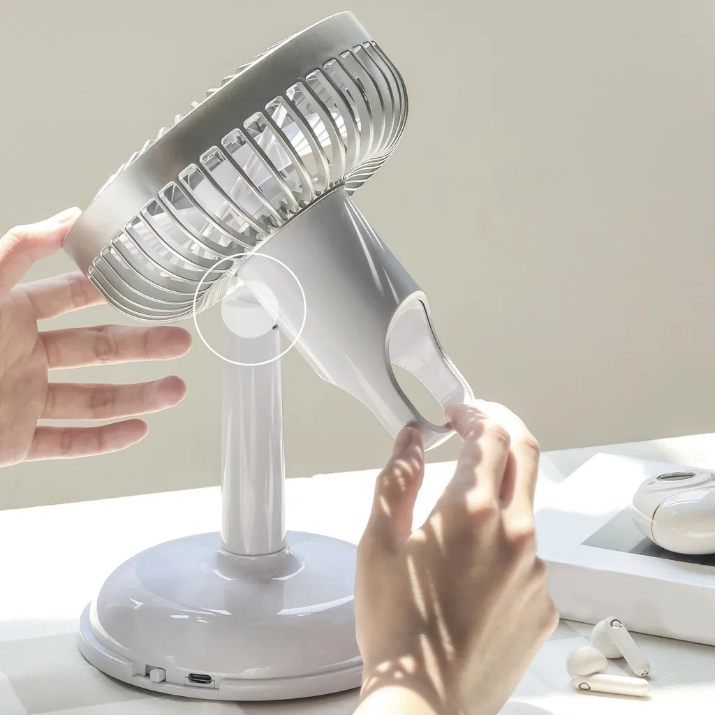 Mini Ventilateur USB Rétro Bleu - Idéal Bureau/Table - Confort d'Été - 5
