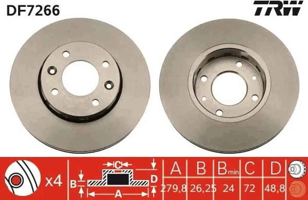 Disque de frein avant de rechange pour monospace Carens modèle TRW
