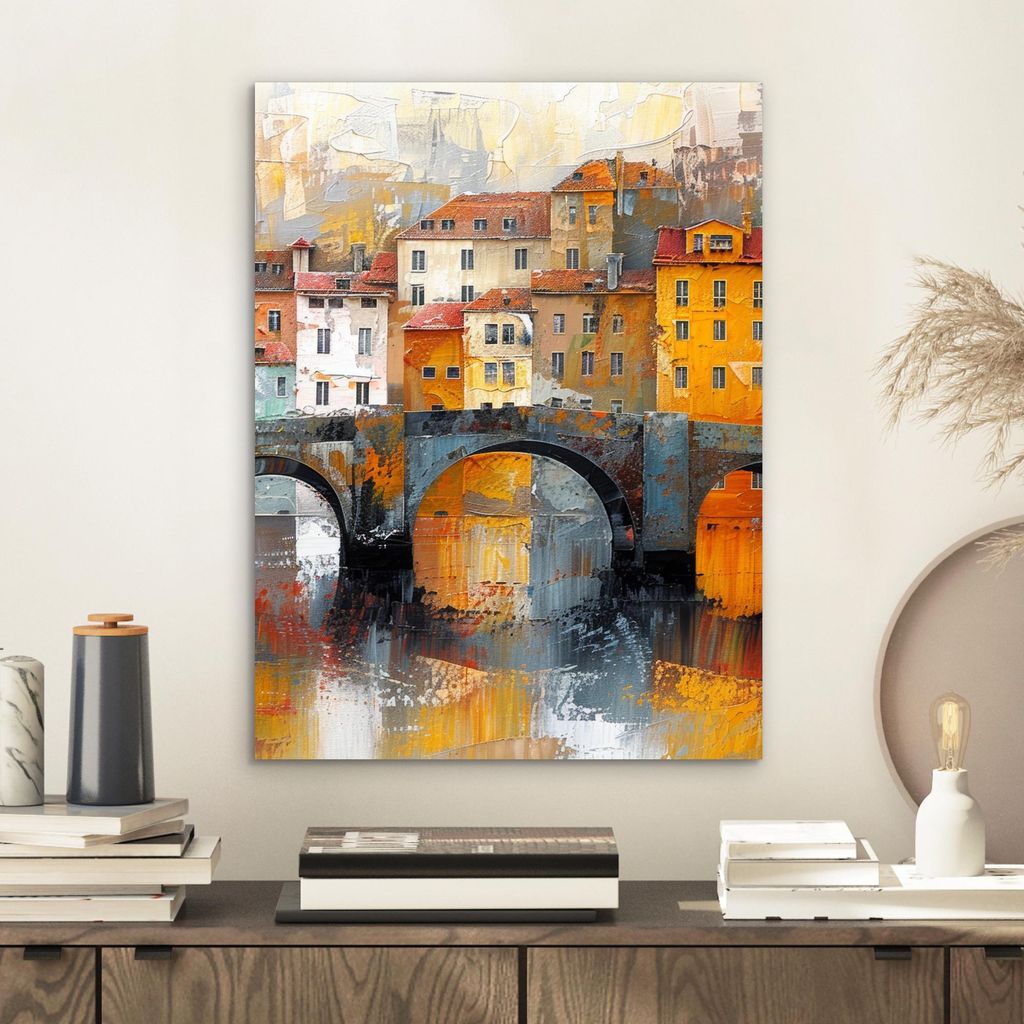 MuchoWow Wanddekoration Metall Metallbild Wandkunst 30x40 cm Graben - Häuser - Kunst MuchoWow Aluminium Gemälde - Bilder