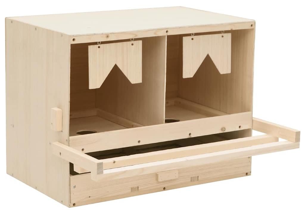 vidaXL Legenest für Hühner 2 Fächer 63x40x45 cm Massivholz Produktbild 
