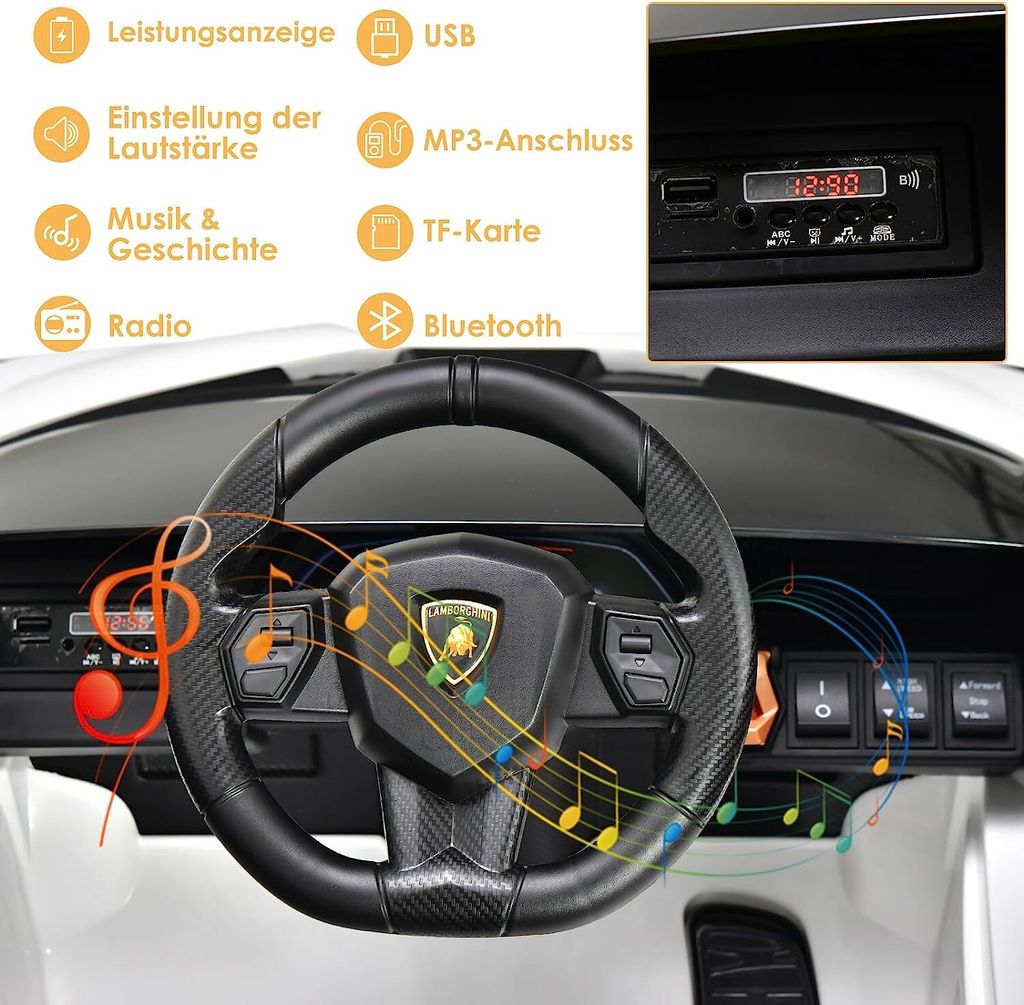 Samochód elektryczny dla dzieci COSTWAY 12V Lamborghini z Zdjęcie produktu 3