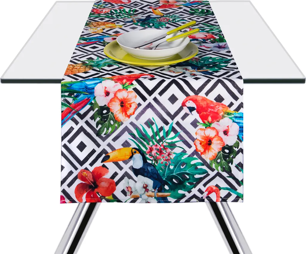 Chemin de Table Tropical en Coton 45x140 cm pour Déco de Buffet